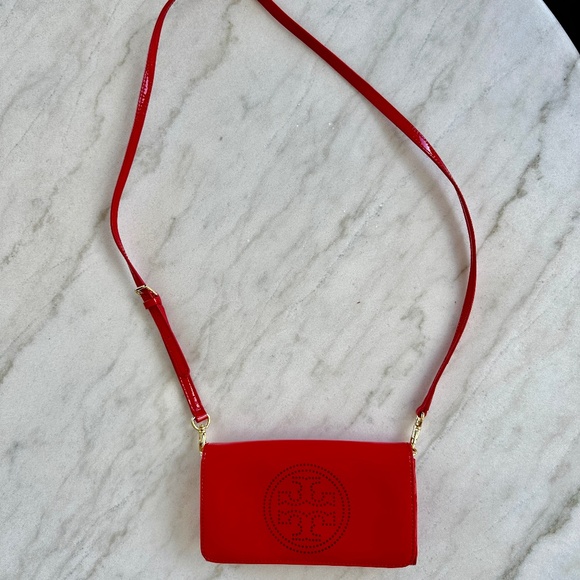 Tory Burch Red Patent Leather Crossbody Purse - Picture 3 of 14